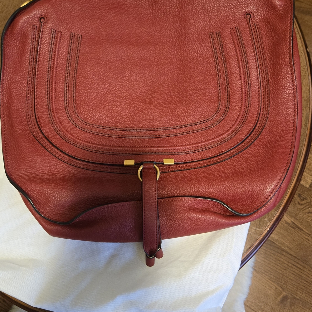 Chloe Large(jumbo) MARCIE HOBO Red Calfskin Leather Shoulder Bag